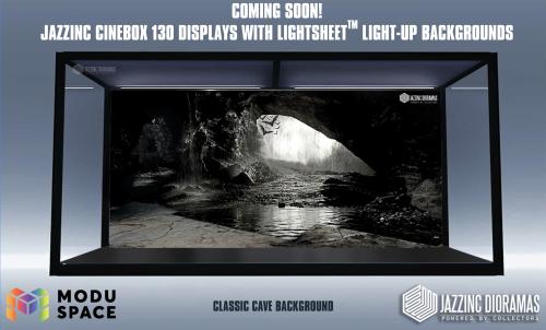 Jazzinc Cinebox 130 Stackable Modular Display Case with Lightsheet ™ system - Classic Cave background