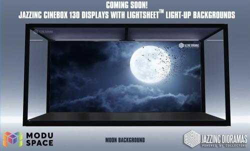 Jazzinc Cinebox 130 Stackable Modular Display Case with Lightsheet ™ system - Moon with bats background