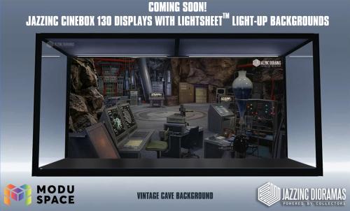 Jazzinc Cinebox 130 Stackable Modular Display Case with Lightsheet ™ system - Vintage cave background